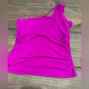Hot pink swim top scalloped edges size large pool summer swim